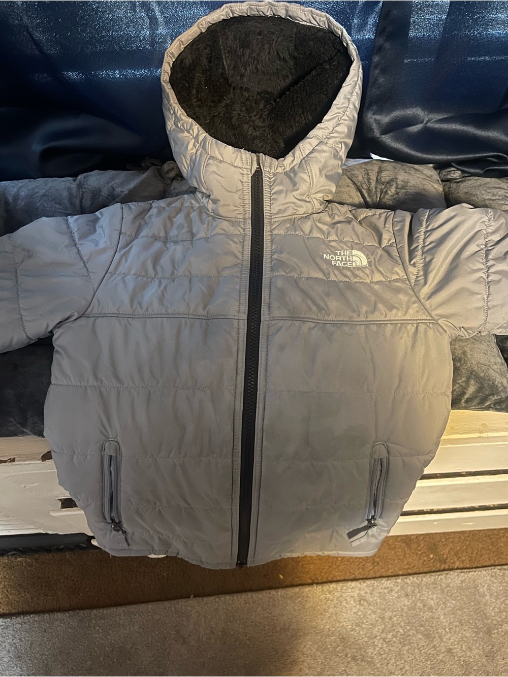 The North Face Reversible Kids' Grey Hooded Puffer Jacket